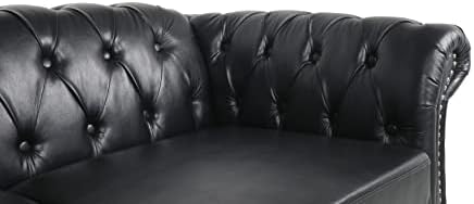 Chesterfield Sofa Leather, Modern PU Tufted Couch 3 Seater - Image 4