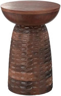 SIMPLIHOME Boyd 13" Wide Solid Wood Round End Table in Warm Dark Brown by SimpliHome