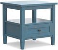 SIMPLIHOME Warm Shaker 20" Wide Solid Wood Square End Table in Coastal Blue by SimpliHome
