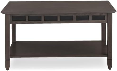 Leick Home Sibley Coffee Table, Solid Wood, Slate Tile Details, Bottom Display - Image 4