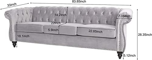 ORRD Chesterfield Sofa Velvet, Modern Tufted Couch 3 Seater - Image 2