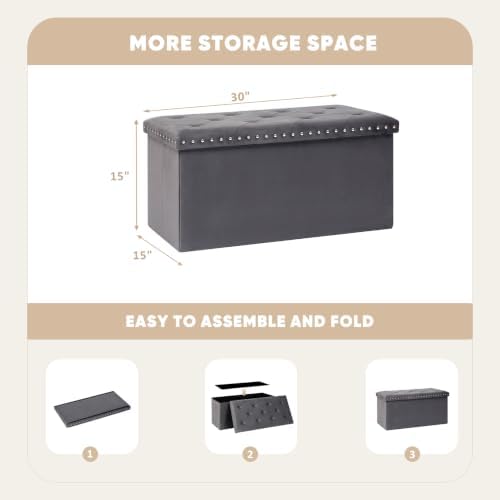 PINPLUS Folding Storage Ottoman Bench - Image 2