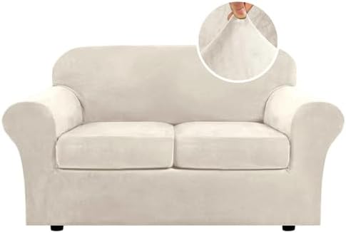 H.VERSAILTEX Real Velvet Plush 3 Piece Stretch Sofa Covers Couch Covers by HVERSAILTEX