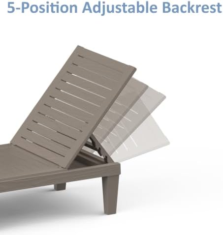 Outdoor Chaise Lounge Chairs, 5-Position Adjustable Backrest, Waterproof - Image 4