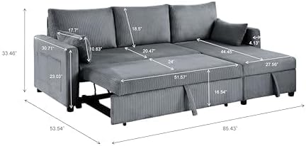 NicBex 85'' Queen 3-Seat Pull Out Sleeper Sofa Bed - Image 2