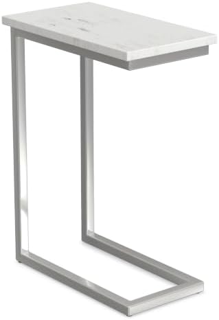 SIMPLIHOME Skyler 10" Wide C-Side Table in Silver/White by SimpliHome