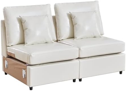 RARZOE Modular Sectional Couch Armless Seats Module, Faux Leather Sofa 2 by RARZOE