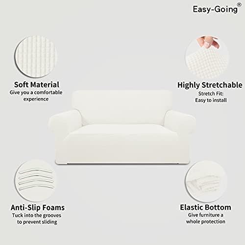 Easy-Going Stretch Oversized Loveseat Couch Covers Washable Cream - Image 3