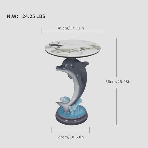 26" Luxury Dolphin Head Side Table - Image 2