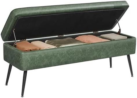 VASAGLE Storage Ottoman Bench, PU Leather, Steel Legs by VASAGLEbySONGMICSHOME