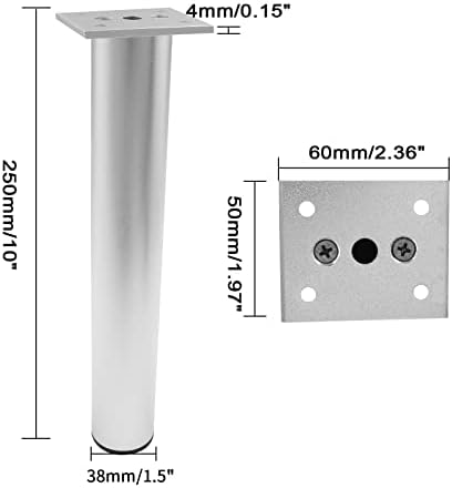 4-Pcs Adjustable Aluminum Alloy Furniture Legs 10" Height Silver - Image 2