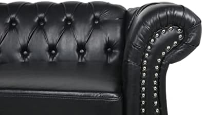 LEVNARY Chesterfield Sofa, Classic Tufted Upholstered Leather Couch, Modern 3 - Image 4