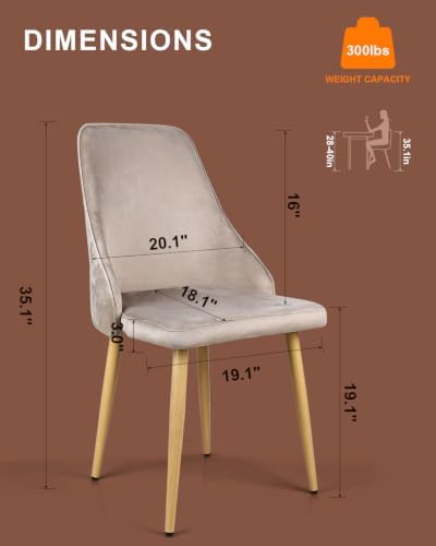 Dining Chairs Set of 2 with High Back, Ergonomic Curved Backrest Mid-Century - Image 2
