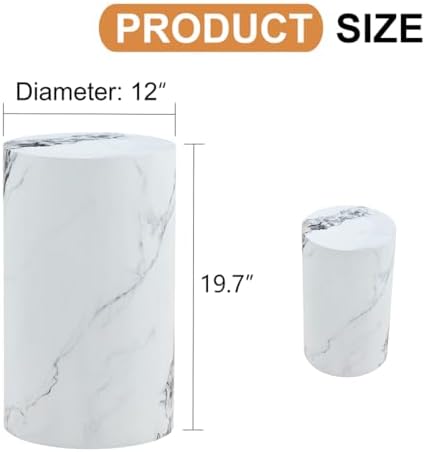 Round Side Table, End Table Living Room Tables, Faux Marble Sofa Couch Tables - Image 2