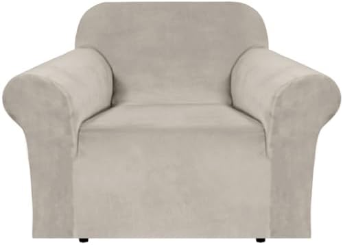 H.VERSAILTEX Stretch Velvet Armchair Cover Couch Covers 1 Cushion Chair by HVERSAILTEX