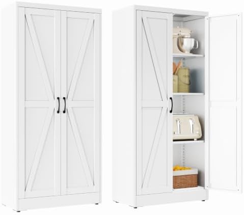 PAOFIN 63" White Metal Storage Pantry Cabinet by PAOFIN