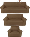 Peryiter 3 Pcs Couch and Loveseat Sofa Covers, Milk Silk by Peryiter