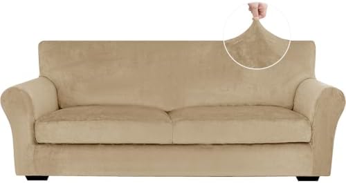 XINEAGE 3-Piece Velvet Sofa Cover, Couch Covers by XINEAGE