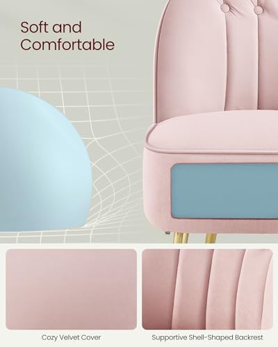 VASAGLE Accent Chair, Velvet Vanity Chair, Metal Legs, Shell-Shaped Back - Image 6