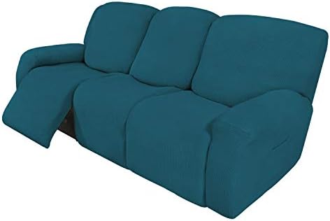 Easy-Going 8 Pieces Recliner Couch Stretch Sofa Slipcover Peacock Blue by Easy-Going