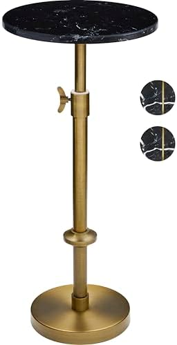 Adjustable 10" Black Marble Drink Table by Unknown