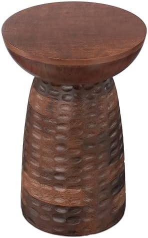 SIMPLIHOME Boyd 13" Wide Solid Wood Round End Table in Warm Dark Brown - Image 6