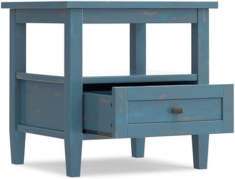 SIMPLIHOME Warm Shaker 20" Wide Solid Wood Square End Table in Coastal Blue - Image 4