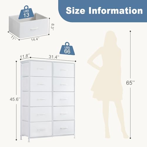 DUMOS 10 Drawer Dresser for Bedroom, Storage Organizer Chest of Drawers - Image 3