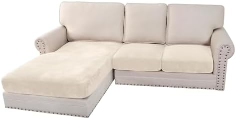 H.VERSAILTEX Velvet Stretch Sectional Couch Covers 3 Pieces Sofa Seat Cushion by HVERSAILTEX