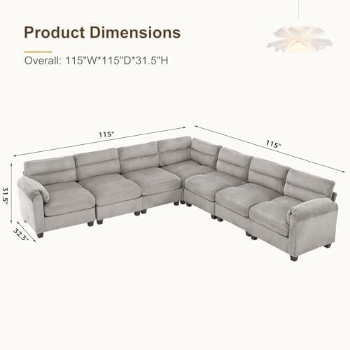 HAOMARKETS 115" Wide Modular Sectional Sofa Couch, Oversized Corduroy l Shaped - Image 2