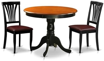 East West Furniture ANAV3-BLK-LC 3 Piece Dining Room Furniture Set Contains a by EastWestFurniture