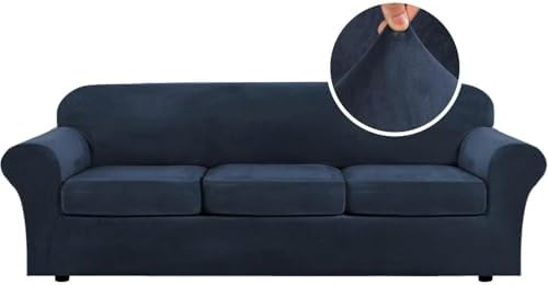 H.VERSAILTEX High Stretch Sofa Slipcover 4 Piece Cover Velvet Furniture by HVERSAILTEX