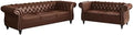 ORRD 2 Piece Living Room Set, Chesterfield Leather Sofa Loveseat Couch by ORRD