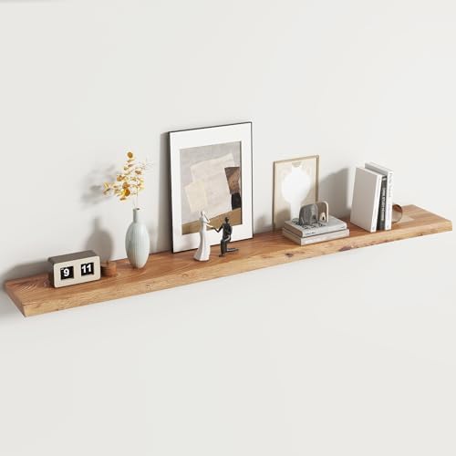 72 inch Floating Shelves for Wall, Elm Wood Live Edge by Venusmiles