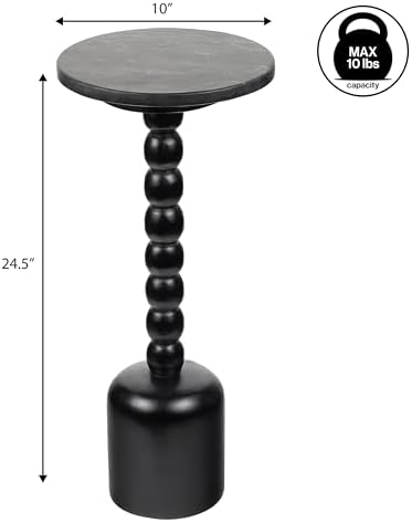 JONATHAN Y Turner 24.5" Round Marble Mango Wood Drink Table - Image 3