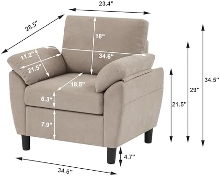 Accent Reading Chair, Single Sofa Armchair Couch - Image 2