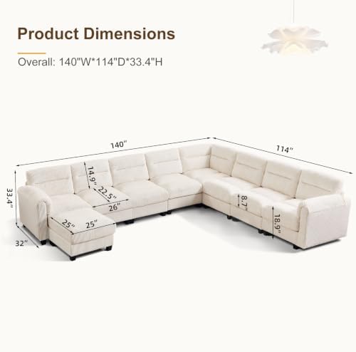 HAOMARKETS 135” Modular Sectional L Shaped Corner Sofa - Image 2