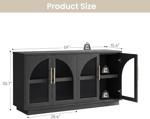 Fatmok 2-Piece Buffet Cabinet Set, Glass Display Cabinet & Solid Storage - Image 2