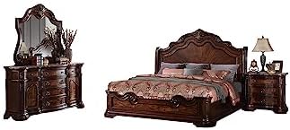 Best Master Barney's Traditional 5-Piece Eastern King Set in Walnut w/Marble Top by Best+Master+Furniture