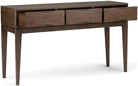 SIMPLIHOME Harper 54" Wide Solid Wood 3-Drawer Console Table in Walnut - Image 4