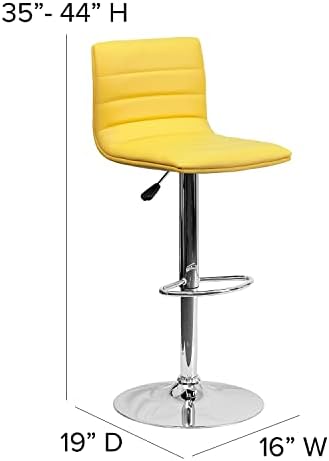 Flash Furniture Vincent 2 Pack Modern Yellow Vinyl Adjustable Bar Stool - Image 3