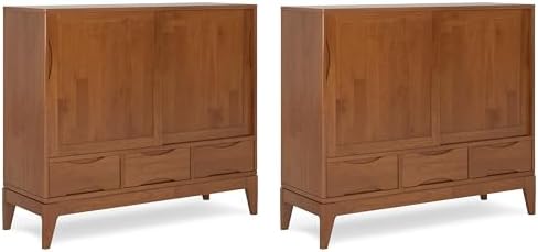 SIMPLIHOME Harper 48" Wide Storage Cabinet in Teak Brown by SimpliHome