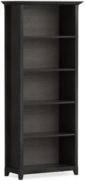 SIMPLIHOME Amherst 70" Tall Solid Wood 5-Shelf Bookcase in Hickory Brown by SimpliHome