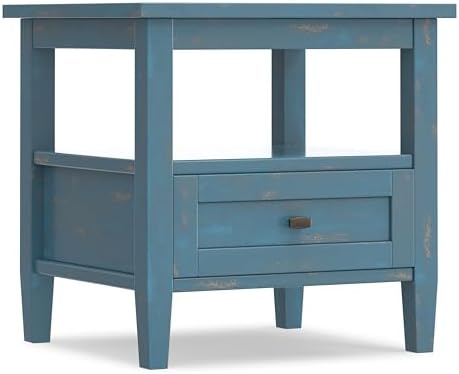 SIMPLIHOME Warm Shaker 20" Wide Solid Wood Square End Table in Coastal Blue - Image 7