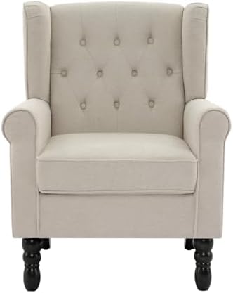 High Back Accent Chairs Set of 2, Wingback Armchair in Fabric - Image 6