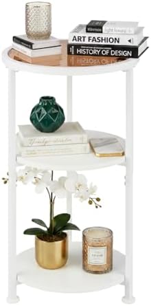 3-Tier Round Side Table with Amber Tempered Glass Top - Image 3