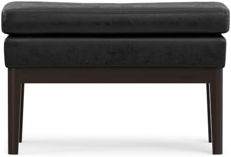 SIMPLIHOME Carlson 27" Wide Woven Fabric Rectangle Ottoman in Black - Image 6