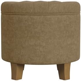HomePop 19" Velvet Button Tufted Round Storage Ottoman by HomePop