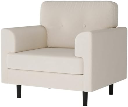 Garvee 38" Wide Armrest Accent Chair, Linen Upholstered Reading & Lounge Chair - Image 3