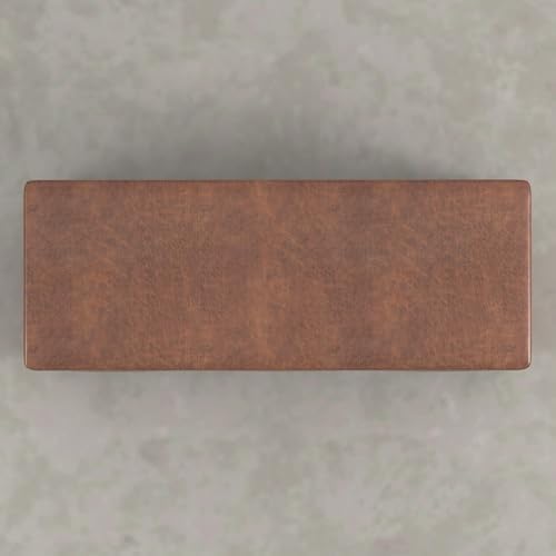 SIMPLIHOME Avalon 48" Vegan Leather Ottoman in Distressed Pecan Brown - Image 5